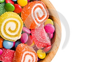 Top view of colorful candy