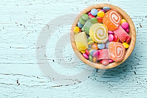 Top view of colorful candy