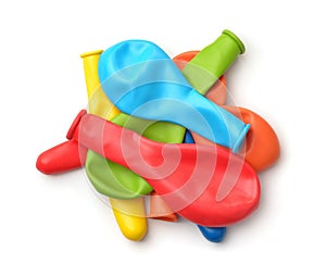 Top view of colorful deflated balloons photo