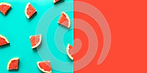 Top view of colorful orange fruit on pastel background.concepts ideas of fruit,vegetable.healthy eating