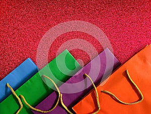 top view of colorful paper shopping bag