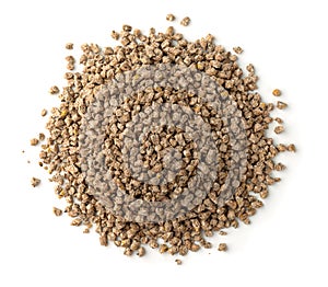 Top view of compound feed pellets