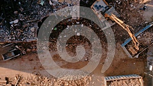 Top view on construction demolition site