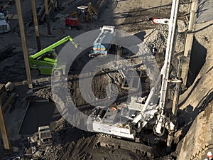 Top view of a construction from a drone