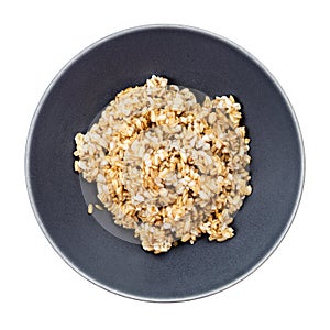 Top view of cooked porridge from whole-grain oat