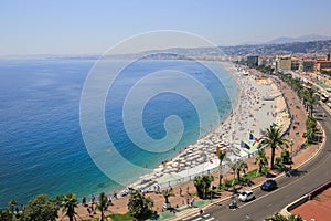 Top view Cote d'Azur beach in French Riviera in Nice