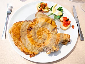 top view of Cotoletta alla Milanese on plate