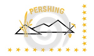 Top view of county of Pershing, Nevada flag, USA, no flagpole. Plane design, layout. Flag background