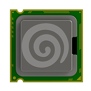 Top view of CPU Central processing unit microchip isolated on white background