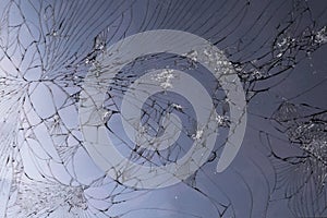 Top view cracked broken mobile screen glass texture background macro