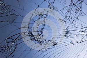 Top view cracked broken mobile screen glass texture background macro