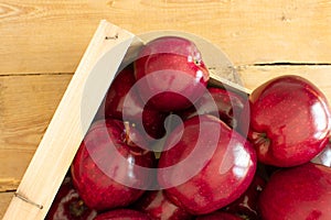 Top View of a Crate with Red Apples