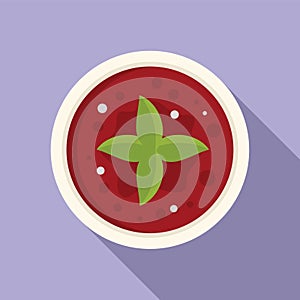 Top view cream soup icon flat vector. Aliment serving photo