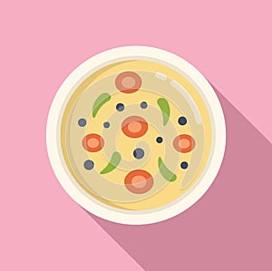 Top view cream soup icon flat vector. Cooking dining