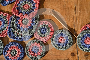 Top view of crochet wooden hook and it\'s shadow in hard light am