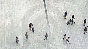 Top view crowd of people walk on business street pedestrian