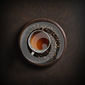 Top view of cup of black tea