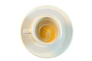 Top view of a cup of coffee