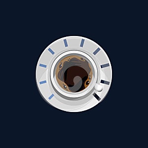 Top View a Cup of Coffee as Speedometer Vector Illustration