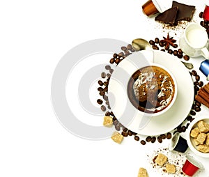 Top view of a cup of coffee