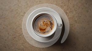top view of a cup of coffee isolate on white.