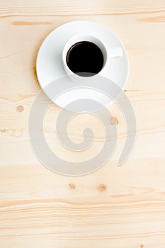 Top view of a cup of coffee with space for text