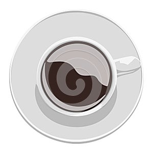 Top view of a cup of coffee. Vector Illustration
