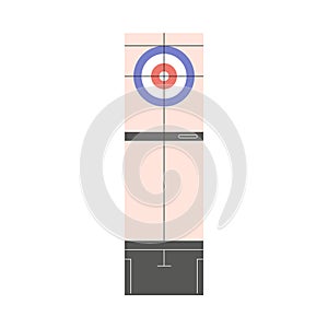 Top view of curling rink in flat vector design. Isolated background.