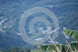 The top view, curvy road in the mountain forest, the way to Phu Thap Boek, Phetchabun Province, Thailand.