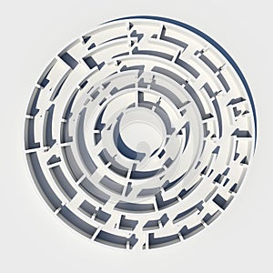 Top view of 3d model round maze