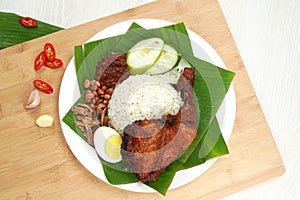 Top view of delicious nasi lemak dish from Malaysia