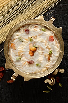 Top view -Delicious vermicelli payasam or kheer.