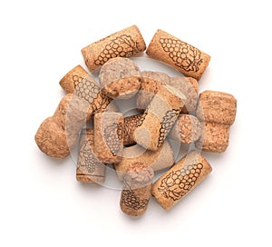 Top view of different wine corks