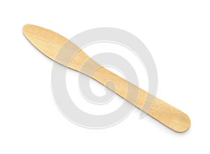 Top view of disposable wooden ice cream spoon