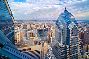 Top view of downtown skyline Philadelphia in Pennsylvania, USA