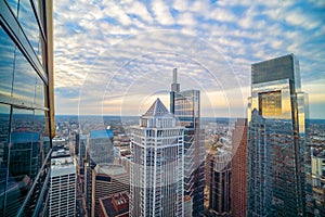 Top view of downtown skyline Philadelphia in Pennsylvania, USA