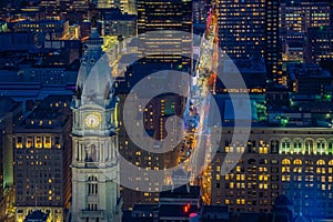 Top view of downtown skyline Philadelphia in Pennsylvania, USA