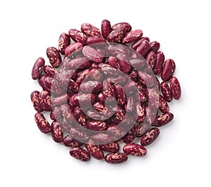 Top view of dried red speckled kidney beans