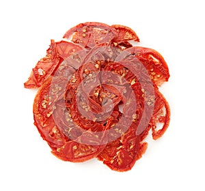 Top view of dried tomato slices