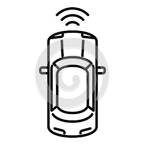 Top view driverless car icon, outline style