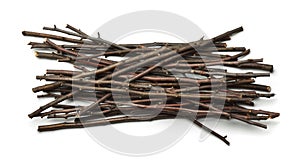 Top view of dry wooden twigs
