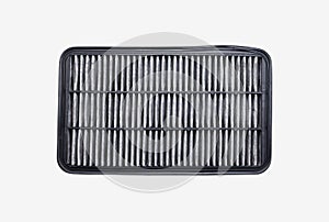 Top view dust and dirty car air filter isolated