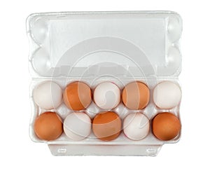 Top view of eggs in styrofoam pack