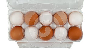 Top view of eggs in styrofoam pack