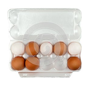 Top view of eggs in styrofoam pack