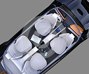 Top view of electric car interior