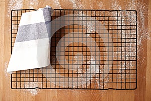 Top view of an empty baking tray