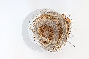 Top view of empty bird nest