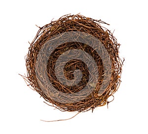 top view empty nest on white background