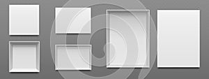 Top view empty open and closed white boxes mockup